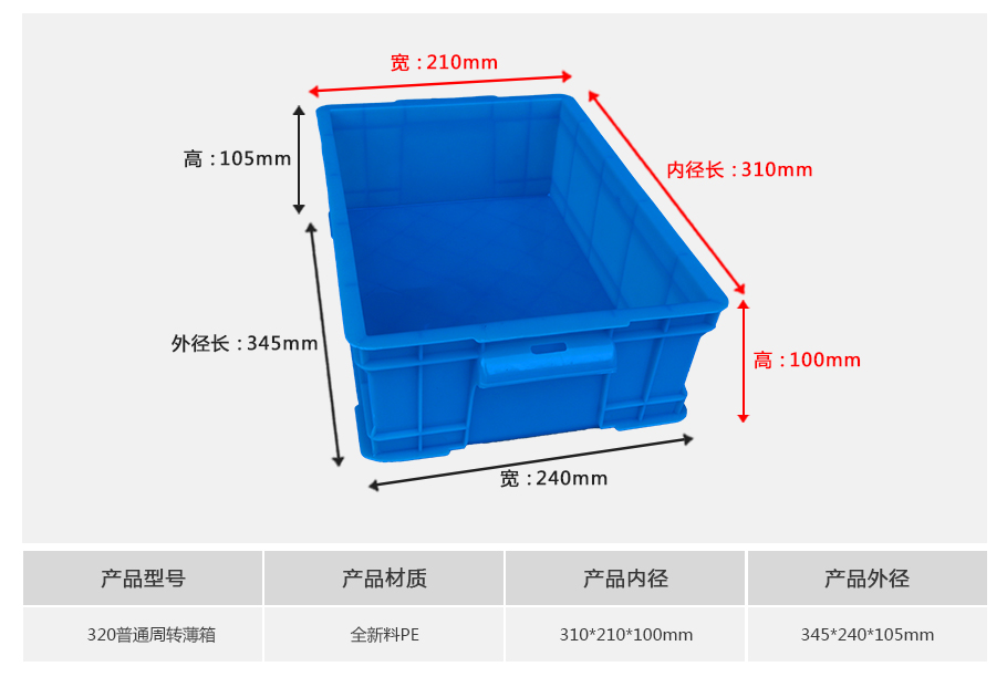 320普通塑料周转薄箱
