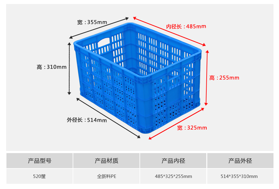 520塑料普通周转筐